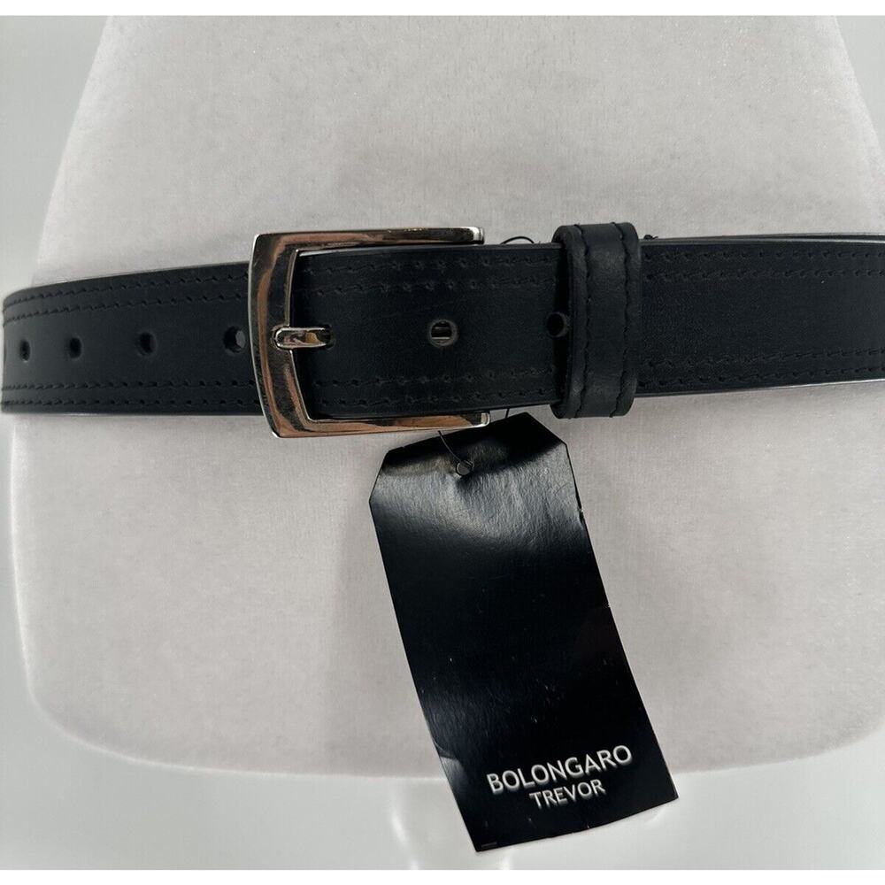 Bolongaro Trevor Mens Dress Belt Black 100% Leather Silver Buckle Size 28 Formal - Picture 3 of 6